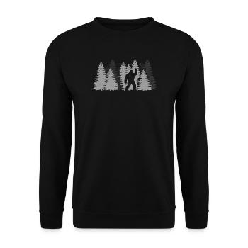 Rocher de Bigfoot sur la forêt de yétis du signe Sasquatch - Sweat-shirt Unisexe - noir - Devant - Alina (178cm) & Michal (187cm)