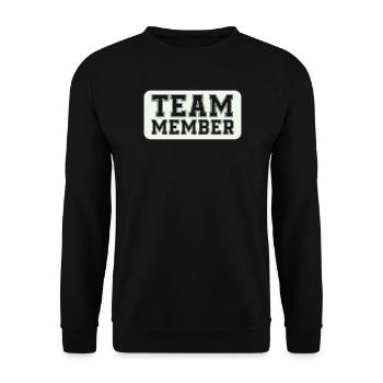 Teammitglied im Varsity-Stil - Unisex Pullover - Schwarz - Vorne - Alina (178cm) & Michal (187cm)