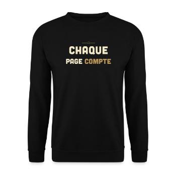 Chaque Page Compte - Cadeau Lecteur - Sweat-shirt Unisexe - noir - Devant - Alina (178cm) & Michal (187cm)