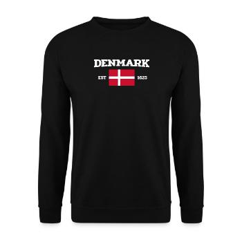 Denmark - Dänemark - Est 1625 - Flagge - Flag - Unisex Pullover - Schwarz - Vorne - Alina (178cm) & Michal (187cm)