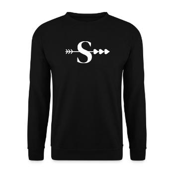 Buchstabe S Pfeilherz - Unisex Pullover - Schwarz - Vorne - Alina (178cm) & Michal (187cm)