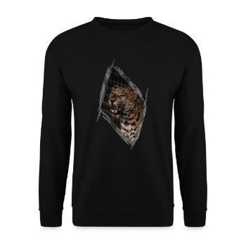 Leopard - Unisex Pullover - Schwarz - Vorne - Alina (178cm) & Michal (187cm)