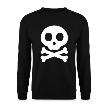 Round skull with two bones - Unisex Sweatshirt - black - Front - Alina (178cm) & Michal (187cm)
