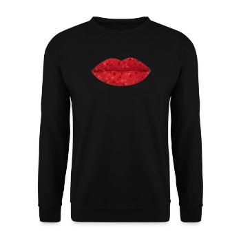 Intensiv rote geometrische Lippen - Unisex Pullover - Schwarz - Vorne - Alina (178cm) & Michal (187cm)