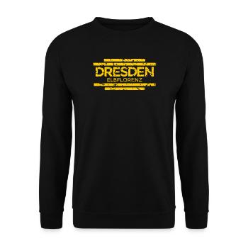 Dresden Elbflorenz (Vintage/Gelb) - Unisex Pullover - Schwarz - Vorne - Alina (178cm) & Michal (187cm)