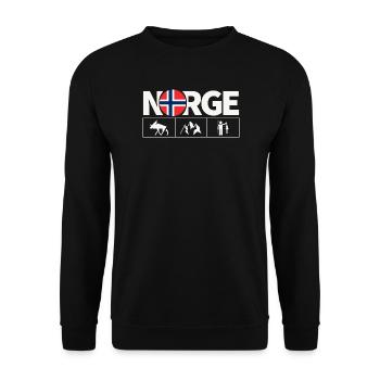 Norway Flag Moose Fishing Fjord - Unisex Sweatshirt - black - Front - Alina (178cm) & Michal (187cm)