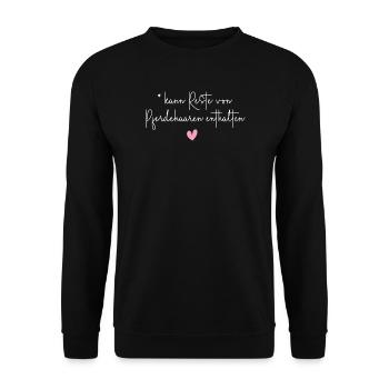 Pferde Pferdehaare lustiger Spruch Geschenk - Unisex Pullover - Schwarz - Vorne - Alina (178cm) & Michal (187cm)