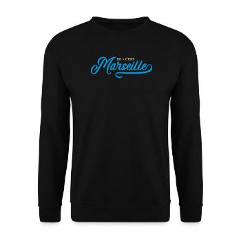 Ici c'est Marseille étoile vintage - Sweat-shirt Unisexe - noir - Devant - Alina (178cm) & Michal (187cm)