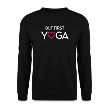 Aber zuerst Yoga - Unisex Pullover - Schwarz - Vorne - Alina (178cm) & Michal (187cm)