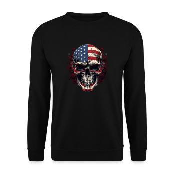 Skull USA - America Skull - Unisex Sweatshirt - black - Front - Alina (178cm) & Michal (187cm)