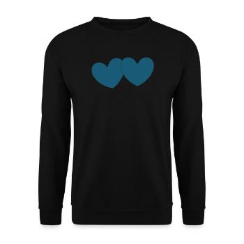 blue heart 2 hearts valentine's day - Unisex Sweatshirt - black - Front - Alina (178cm) & Michal (187cm)
