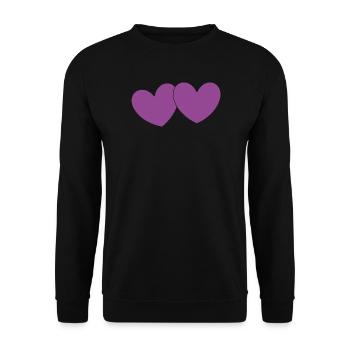 Violette Herzen Herzmuster Geschenk  - Unisex Pullover - Schwarz - Vorne - Alina (178cm) & Michal (187cm)