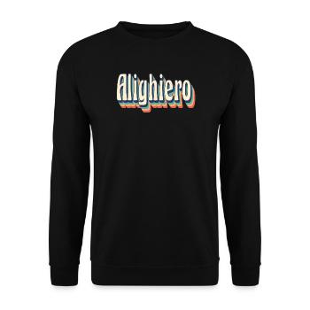 vintage rétro Alighiero t-shirt t-shirt cadeau - Sweat-shirt Unisexe - noir - Devant - Alina (178cm) & Michal (187cm)