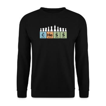 retro Schach Periodensystem coole Sprüche vintage - Unisex Pullover - Schwarz - Vorne - Alina (178cm) & Michal (187cm)