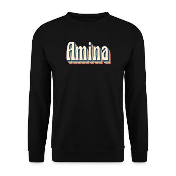 Amina t-shirt retro vintage t-shirt gift idea - Unisex Sweatshirt - black - Front - Alina (178cm) & Michal (187cm)