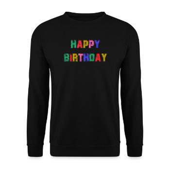 ALLES GUTE ZUM GEBURTSTAG. ALLES GUTE ZUM GEBURTSTAG. JAHRESTAG. - Unisex Pullover - Schwarz - Vorne - Alina (178cm) & Michal (187cm)