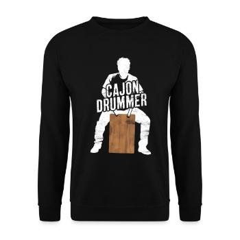 Cajon-Schlagzeuger - Unisex Pullover - Schwarz - Vorne - Alina (178cm) & Michal (187cm)
