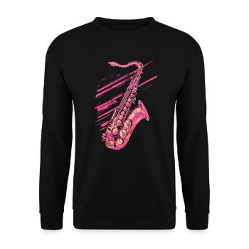 Saxophon 80er 90er Jahre - Unisex Pullover - Schwarz - Vorne - Alina (178cm) & Michal (187cm)