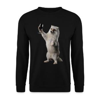 Polarfuchs Wein - Unisex Pullover - Schwarz - Vorne - Alina (178cm) & Michal (187cm)