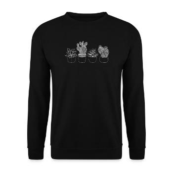 Minimalist Cactus Illustration - Unisex Sweatshirt - black - Front - Alina (178cm) & Michal (187cm)