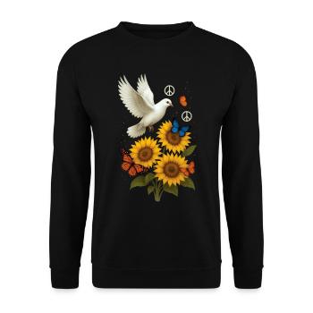 Weiße Taube - Unisex Pullover - Schwarz - Vorne - Alina (178cm) & Michal (187cm)