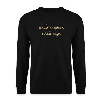 inhale exhale Gold happiness Meditation om Namaste - Unisex Sweatshirt - black - Front - Alina (178cm) & Michal (187cm)