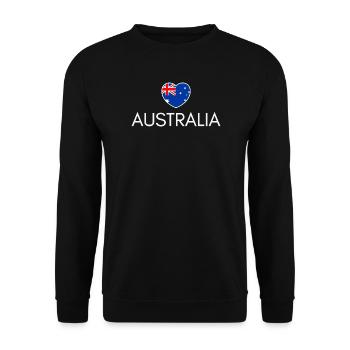 Herz mit australischer Flagge, ich liebe Australien - Unisex Pullover - Schwarz - Vorne - Alina (178cm) & Michal (187cm)