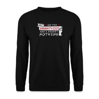 On the naughty list and regret nothing XMas Spruch - Unisex Sweatshirt - black - Front - Alina (178cm) & Michal (187cm)
