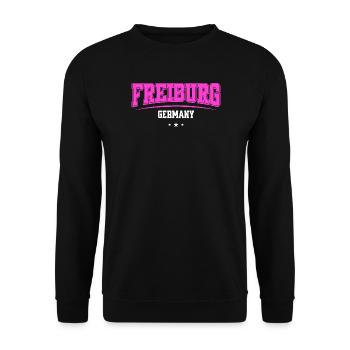 Freiburg Germany College lettering Pink Urban - Unisex Sweatshirt - black - Front - Alina (178cm) & Michal (187cm)