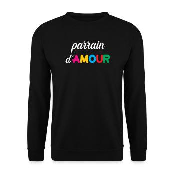 Parrain d’amour – famille tendresse cadeau baptême - Sweat-shirt Unisexe - noir - Devant - Alina (178cm) & Michal (187cm)
