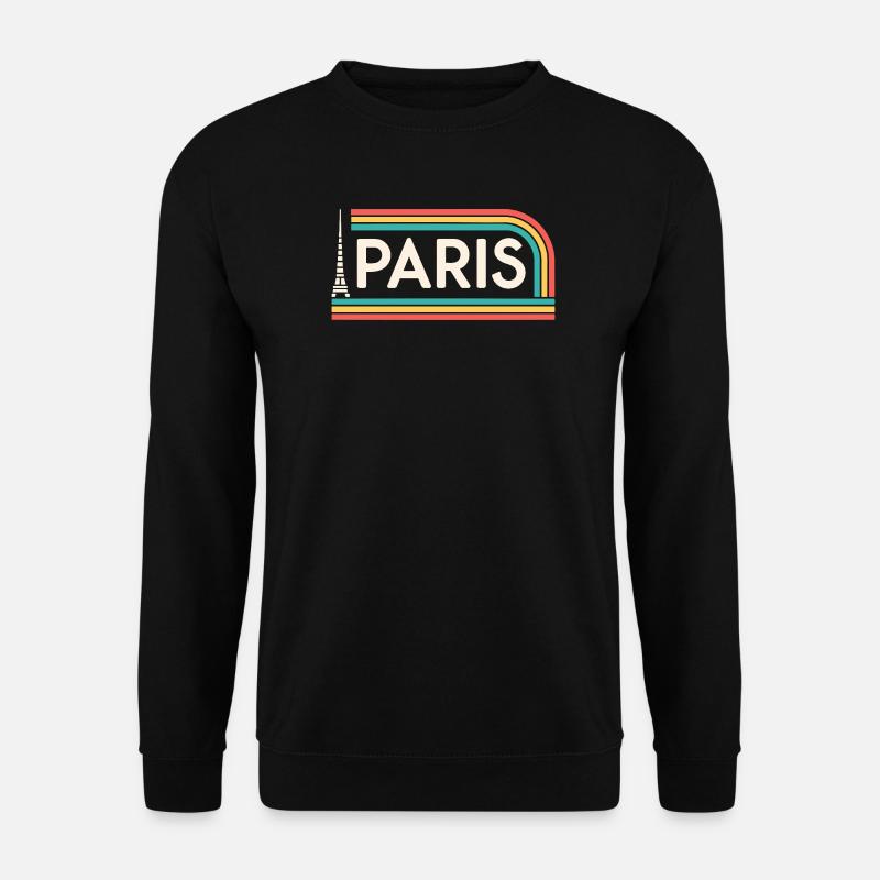 Paris Rainbow Retro - Unisex Pullover - Schwarz