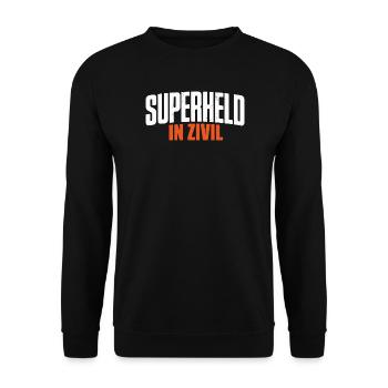 Superheld In Zivil Superhero Superhelden Kostüm - Unisex Pullover - Schwarz - Vorne - Alina (178cm) & Michal (187cm)