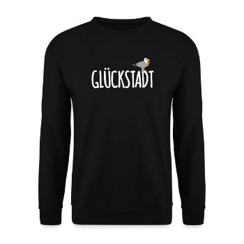 Glückstadt Möwe Elbe - Unisex Pullover - Schwarz - Vorne - Alina (178cm) & Michal (187cm)