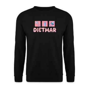 Geschenk für Dietmar - Unisex Pullover - Schwarz - Vorne - Alina (178cm) & Michal (187cm)