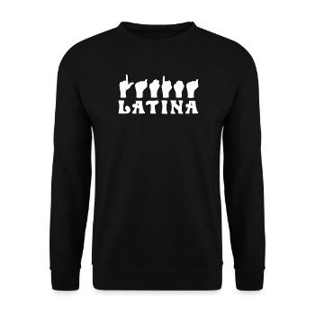 Latina Pride Hand Sign Artwork - Unisex Sweatshirt - black - Front - Alina (178cm) & Michal (187cm)