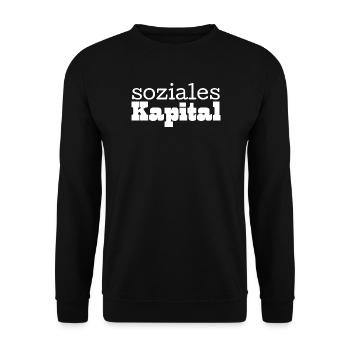 Soziales Kapital Typografie - Unisex Pullover - Schwarz - Vorne - Alina (178cm) & Michal (187cm)