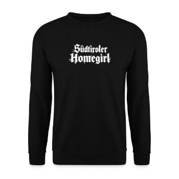 Südtiroler Home Girl Dolomiti Berge Wandern Hiking - Unisex Pullover - Schwarz - Vorne - Alina (178cm) & Michal (187cm)