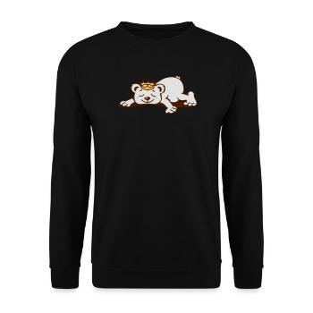 Un petit ours avec une couronne d'or dort - Sweat-shirt Unisexe - noir - Devant - Alina (178cm) & Michal (187cm)