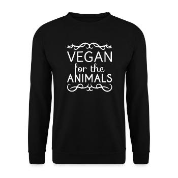 vegan for the animals - Unisex Pullover - Schwarz - Vorne - Alina (178cm) & Michal (187cm)