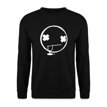 Smiley K.O schwarz - Unisex Pullover - Schwarz - Vorne - Alina (178cm) & Michal (187cm)