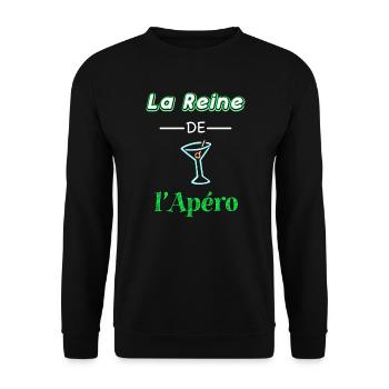 reine de l’apéro alcool cocktail fête humour - Sweat-shirt Unisexe - noir - Devant - Alina (178cm) & Michal (187cm)