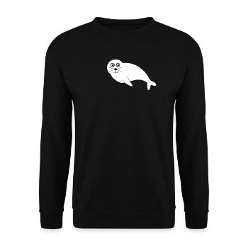 Seehund Seehunde Robbe Robben Tiere Geschenke - Unisex Pullover - Schwarz - Vorne - Alina (178cm) & Michal (187cm)