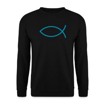Jésus poisson Ichthys poisson poisson poisson - Sweat-shirt Unisexe - noir - Devant - Alina (178cm) & Michal (187cm)
