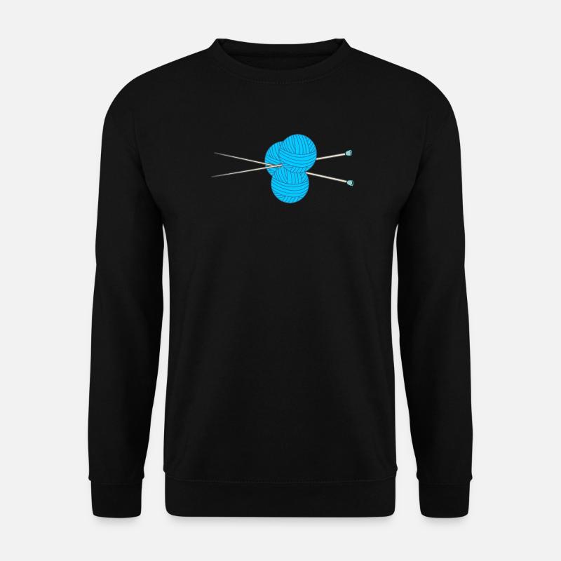 Drei Bälle aus blauer Wolle mit zwei Strick - Unisex Pullover - Schwarz