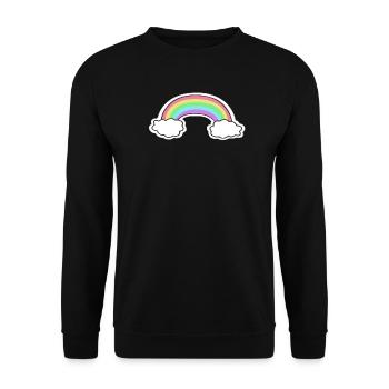 Pastel rainbow with clouds motif - Unisex Sweatshirt - black - Front - Alina (178cm) & Michal (187cm)