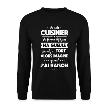 Je suis cuisinier - Je ferme pas ma gueule - Sweat-shirt Unisexe - noir - Devant - Alina (178cm) & Michal (187cm)