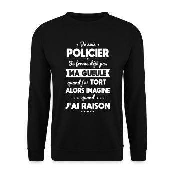 Je suis policier - Je ferme pas ma gueule - Sweat-shirt Unisexe - noir - Devant - Alina (178cm) & Michal (187cm)