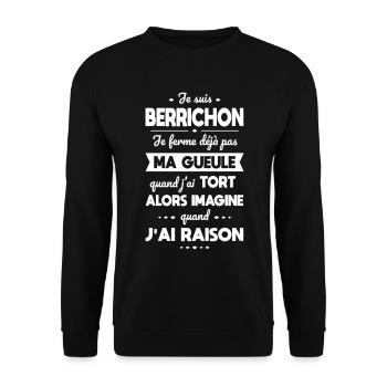 Je suis Berrichon - Je ferme pas ma gueule - Sweat-shirt Unisexe - noir - Devant - Alina (178cm) & Michal (187cm)