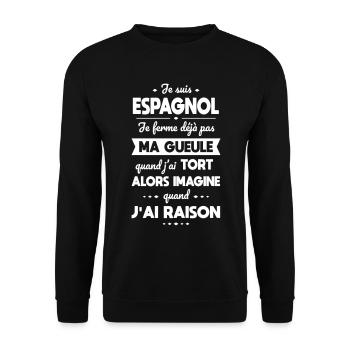 Je suis Espagnol - Je ferme pas ma gueule - Sweat-shirt Unisexe - noir - Devant - Alina (178cm) & Michal (187cm)