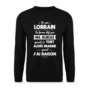 Je suis Lorrain - Je ferme pas ma gueule - Sweat-shirt Unisexe - noir - Devant - Alina (178cm) & Michal (187cm)